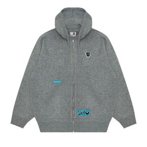 Куртки на молнии AAPE Moonface Logo Zip-Up Knit Hoodie 'White/Heather'