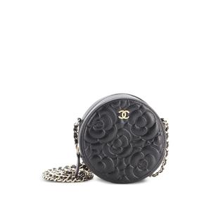Мини-сумка через плечо Round Clutch with Chain Camellia Goatskin