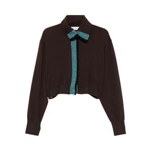 Технология Dries Van Noten Cashmere Contrast Cardigan 'Dark Brown'