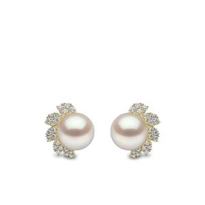 Серьги-гвоздики Trend из желтого золота с бриллиантами и жемчугом