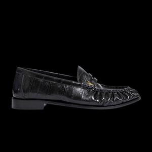 Лоферы Saint Laurent Le Loafer Penny Slippers 'Черная глазурованная угревая кожа'