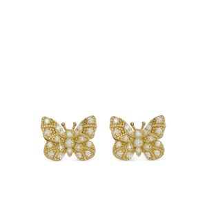 Серьги Butterfly из желтого золота с бриллиантами и эмалью