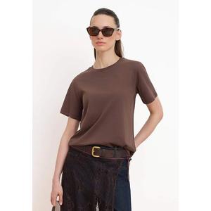 Темно-коричневая щеточная мягкая текстурированная футболка Regular Fit из 1% хлопка Twoss26Ts131