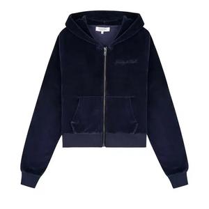 Толстовки на молнии Sporty & Rich Signature Logo Krystal Zip Hoodie 'Dark Navy Crystal'