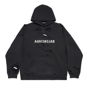 Худи Balenciaga Wide Fit Hoodie 'Faded Black/White'