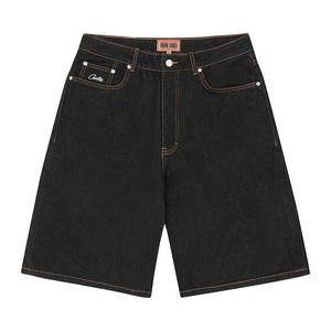 Низ Corteiz Dual Stripe Denim Short 'Вымытый чёрный'