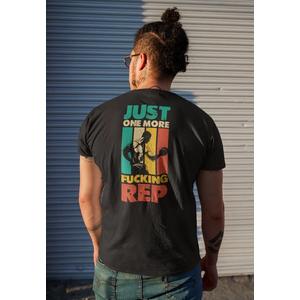 Just One More Rep Черная хлопковая смесовая футболка с коротким рукавом для тренировок