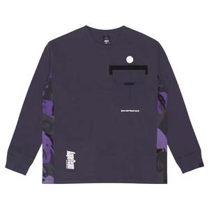 Футболки с длинным рукавом AAPE Moonface Chest Pocket Long-Sleeve Tee 'Серый/Фиолетовый'