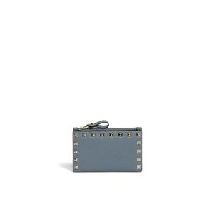 Держатель для карт/монетница Rockstud из зернистой телячьей кожи с молнией