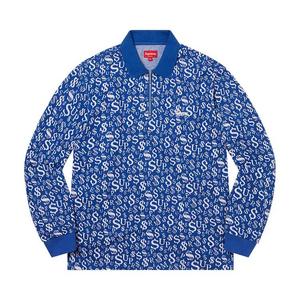 Поло Supreme Currency Jacquard Zip Long-Sleeve Polo «Blue»