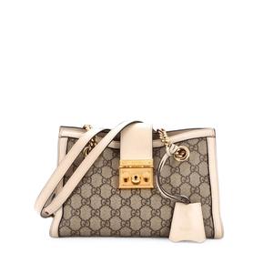 Маленькая сумка на плечо Padlock Chain Tote GG Coated Canvas with Leather