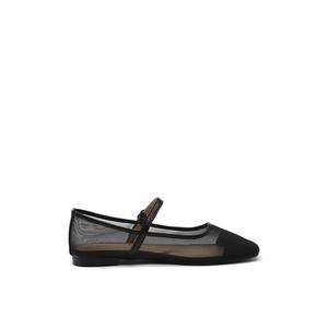 Maniel Mesh Maryjane Flats (1см) - Черный