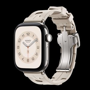 Apple Watch Hermès Series 12 42 мм, GPS + Cellular, титан, Silver, ремешок Béton Kilim Single Tour
