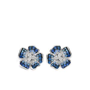Серьги Flora из белого золота с бриллиантами и сапфирами