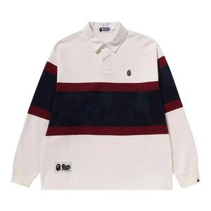 Поло BAPE Metal One Point Long-Sleeve Color Blocking Rugby Polo 'Айвори'