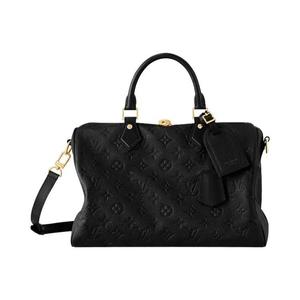 Верхние ручки Louis Vuitton Speedy Soft 30 'Черный монограмма тисненая кожа Empreinte'