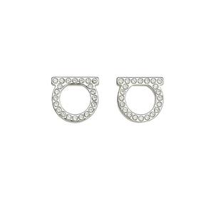 FERRAGAMO Orecchini Gancini Кристаллы серебряного цвета 696574