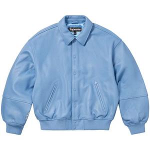 Varsity куртки Supreme GORE-TEX Infinium WINDSTOPPER Leather Varsity Jacket «Светло-Синий»