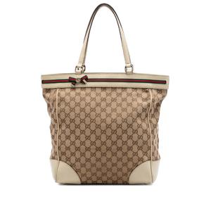 Сумка-тоут Mayfair из канваса с узором GG и отделкой Web (2016-2026 годы)