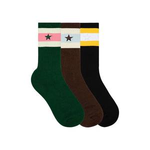 Носки и колготки GOLF WANG 3Pk Striped Star Socks 'Brown/Dark Green/Black'