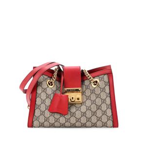 Маленькая сумка на плечо Padlock Chain Tote GG Coated Canvas with Leather