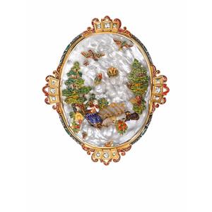 Брошь Victorian из желтого золота с перламутром и бриллиантами