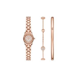 Женский подарочный набор Petite Lexington Pavé с розовым золотом: часы и украшения MK4946SET