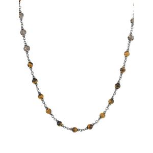 Серебряное колье Spiritual Beads Rosary с бриллиантами (6 мм)