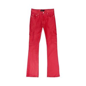 PURPLE BRAND Patent Film Cargo Flare Skinny Jeans 'Красный'