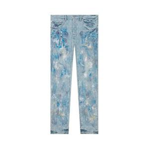 PURPLE BRAND Paint Over Jacquard Skinny Jeans 'Светлый отбеленный'