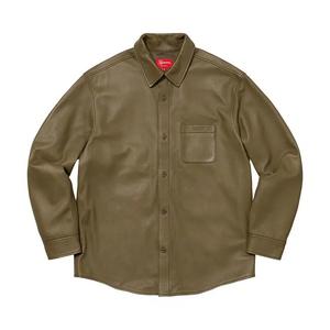 Рубашка на пуговицах Supreme Leather Shirt 'Оливковый'