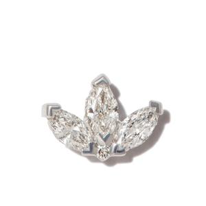 Серьга Engraved Lotus из белого золота с бриллиантами