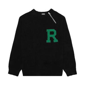 Свитеры Raf Simons Raglan Sweater With Letter Badge and Zipper 'Черный'