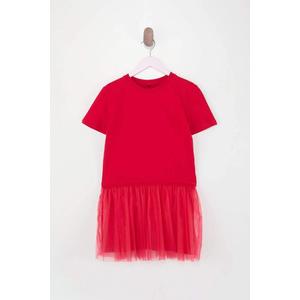 Красное детское платье из тюля, короткое, однотонное, вязаное, для праздника Tkdss26El00016