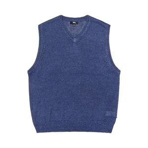 Жилеты Stussy Свободный вязаный льняной жилет «Blue»