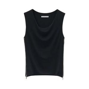 Топы Alexander Wang Zipper Detail Cowl Neck Tank 'Блэк'