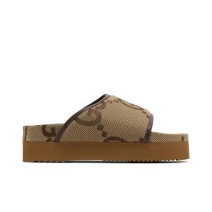 Слайды Gucci Wmns Jumbo GG Platform Slide 'Camel Ebony Monogram'