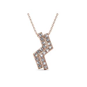 Кулон-зигзаг на цепочке в розовом золоте с кристаллами Swarovski