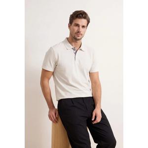 Футболка-поло Ecru Regular/Normal Cut Soft-Textured Patı Printed с воротником Tmnss26Po00033