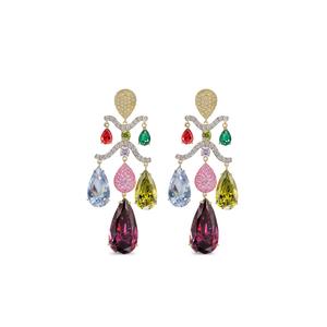 Позолоченные серьги Tutti Frutti Chandelier с камнями и бриллиантами