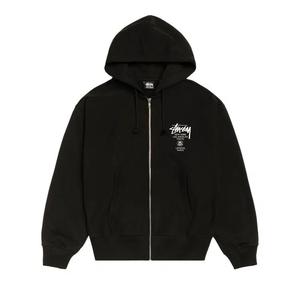Молнии Stussy World Tour Zip Hoodie 'Black'