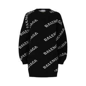 Свитера Balenciaga Allover Logo Knit Sweater 'Черный Белый'