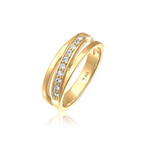 Двойное кольцо с кристаллами Swarovski® – серебро с позолотой
