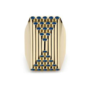Кольцо Pyramid Sculptural из желтого золота с сапфирами
