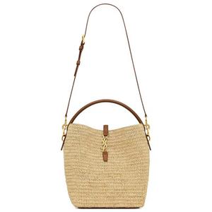 Сумки через плечо Saint Laurent Le 37 In Woven Raffia 'Натуральный/Кирпичный'