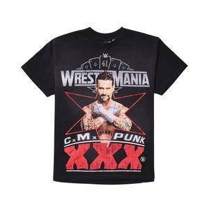 Футболки с коротким рукавом Hellstar x WWE CM Punk T-Shirt 'Black'