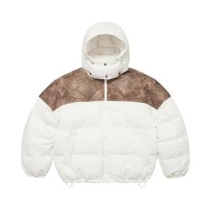 Пуховики Supreme Leather Yoke Puffer Jacket «White»
