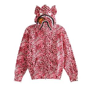Худи на молнии BAPE Wild Leopard Pattern Milo Shark Full Zip Hoodie 'Розовый'