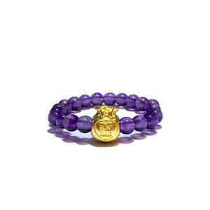 [СПЕЦИАЛЬНОЕ] LITZ 999 (24K) Золотой мешочек удачи с кольцом с аметистом