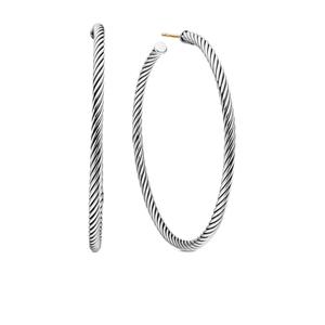 Серебряные серьги-кольца Sculpted Cable